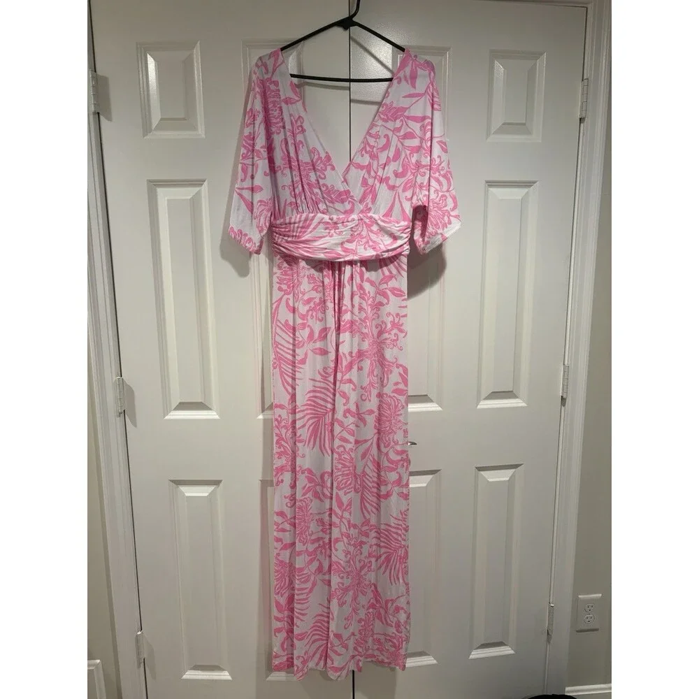 NWT Lilly Pulitzer Parigi Maxi Dress Rousseau Pink Glisten In The Sun Size M - Picture 3 of 8